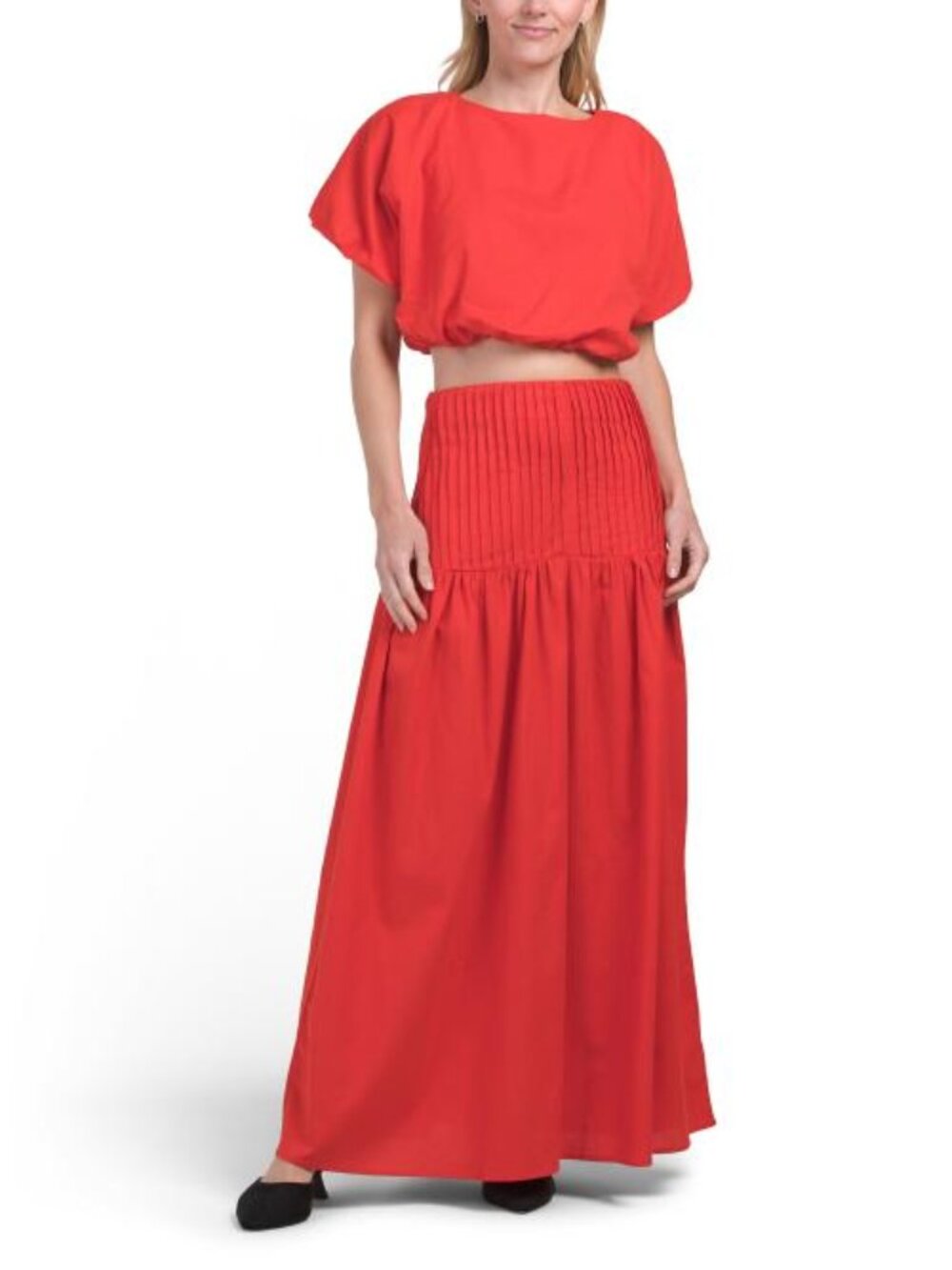 US TOGETHER 2pc Maxi Skirt And Puff Sleeve Top Set